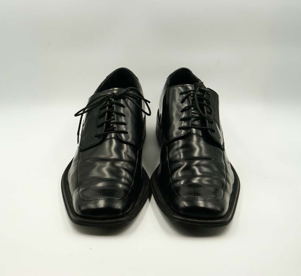Kenneth Cole Town Hall Black Leather Square Toe Dress Shoes Size 10.5M